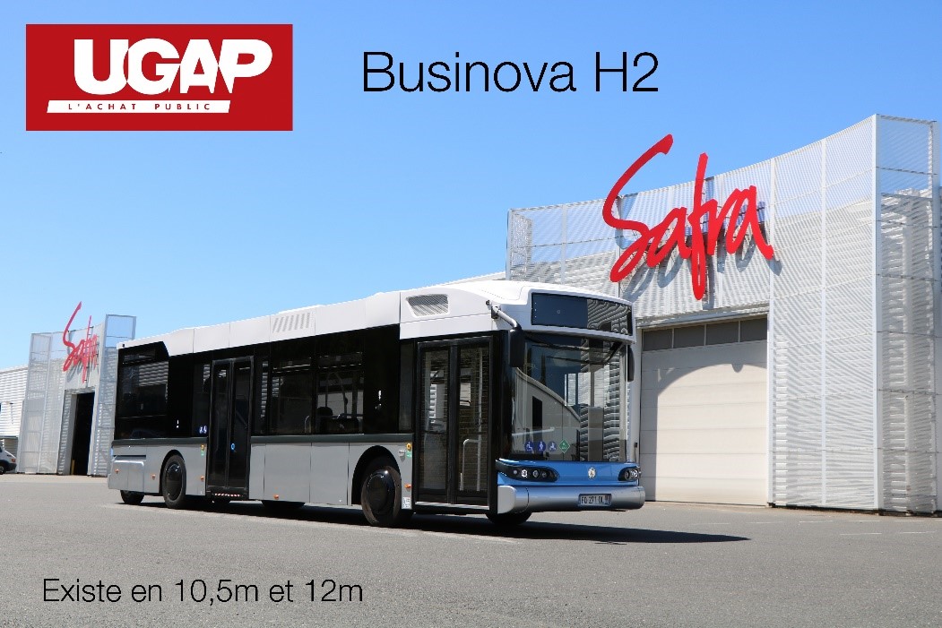 Bus Businova hydrigène devant les locaux de SAFRA